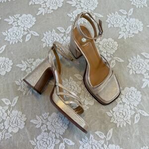 Bobbies Paris Metallic Gold Leather Strappy Heels Size 39